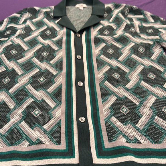 NWOT Reiss Green cuban collared  cardigan - Picture 5 of 5